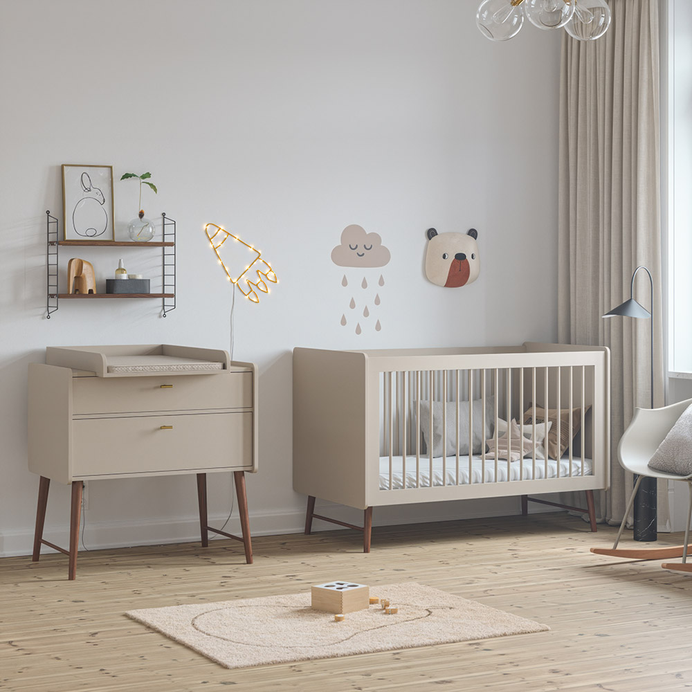 Chambre complète lit bébé - commode à langer - armoire Marie Blanc