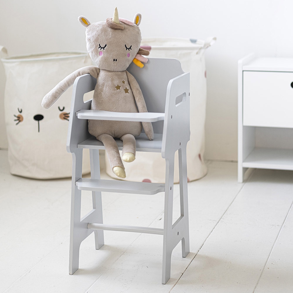 Chaise haute poupée en bois gris Petite Amélie