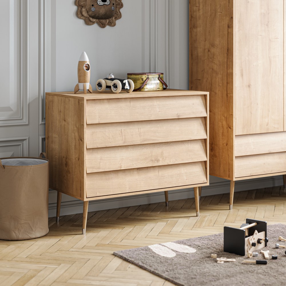 Commode bébé tiroir «BOSQUE» Naturel - Bois