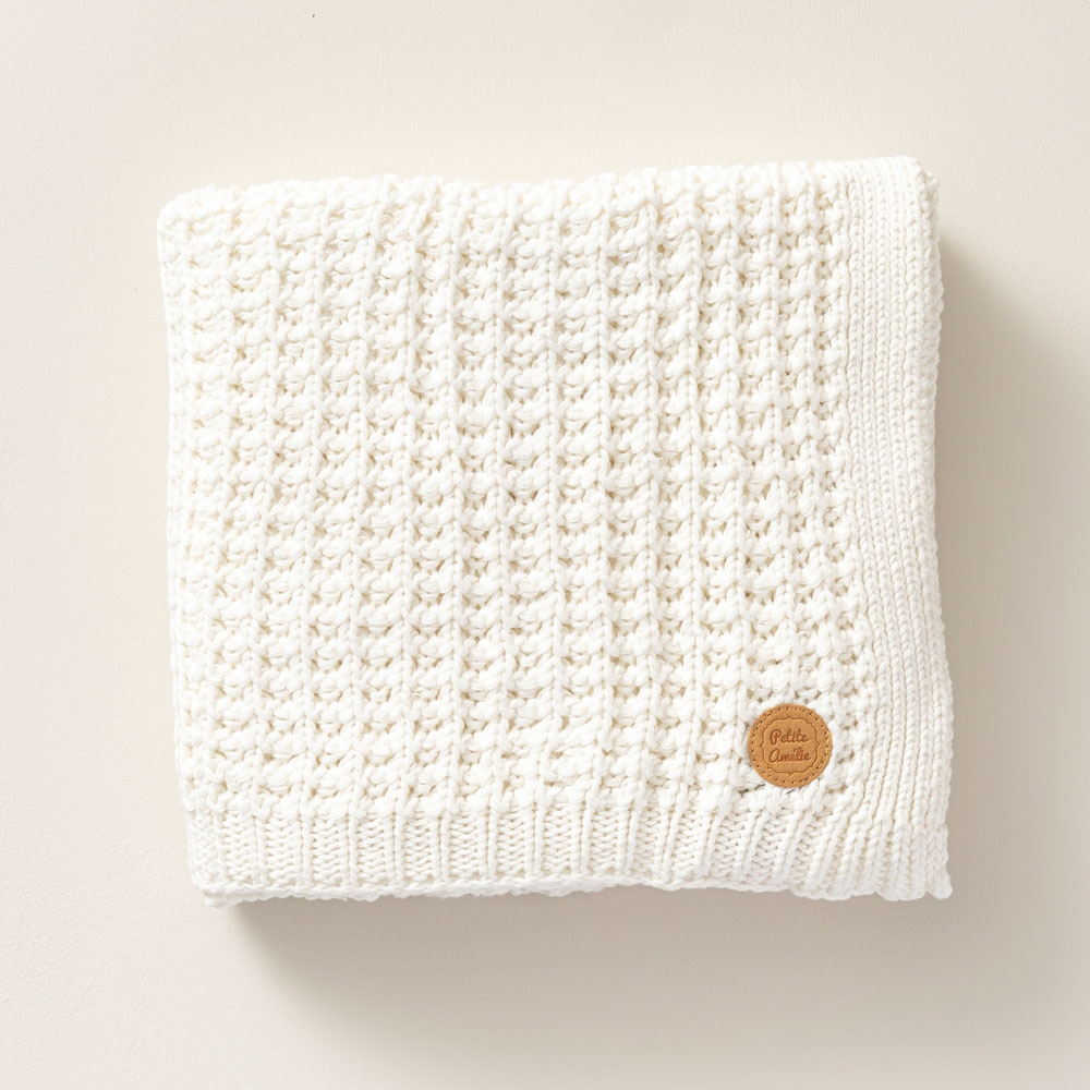 Couverture en tricot à carreaux pour nouveau-né, 100% coton