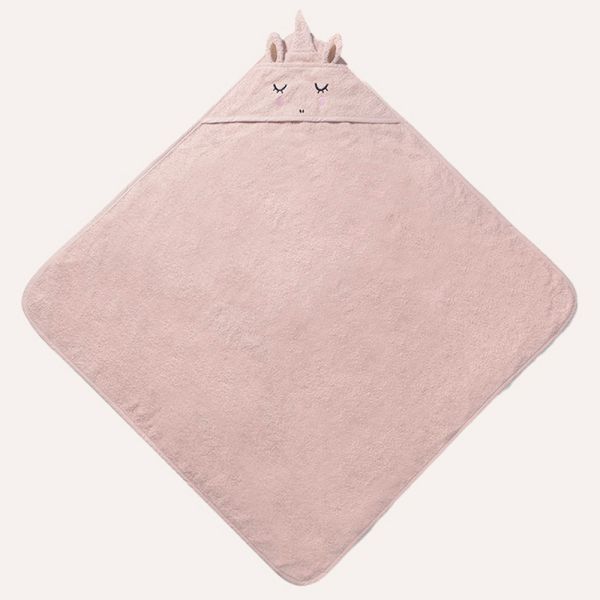 Cape de bain bébé licorne rose clair 75x75 cm par Petite Amélie 