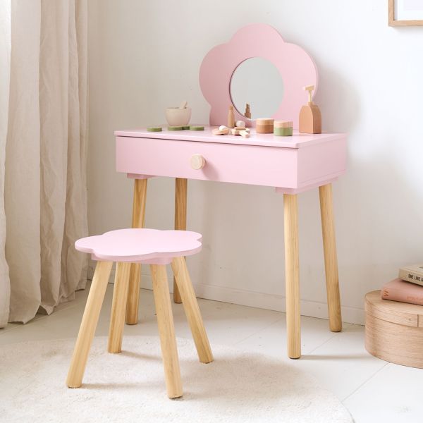 Coiffeuse en rose en bois par Petite Amélie