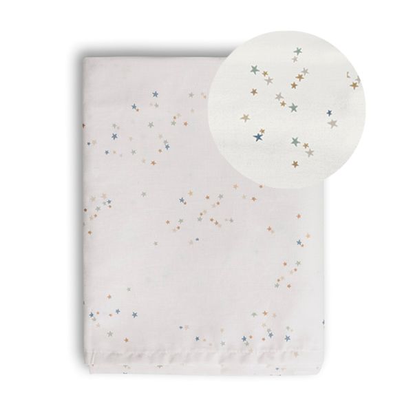 Drap plat en coton blanc cassé avec étoiles 100x140 cm par Petite Amélie