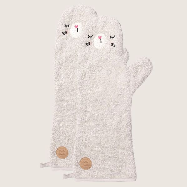 Gant de toilette bébé lapin beige par Petite Amélie 