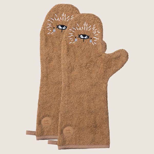 Gant de toilette bébé lion caramel par Petite Amélie 