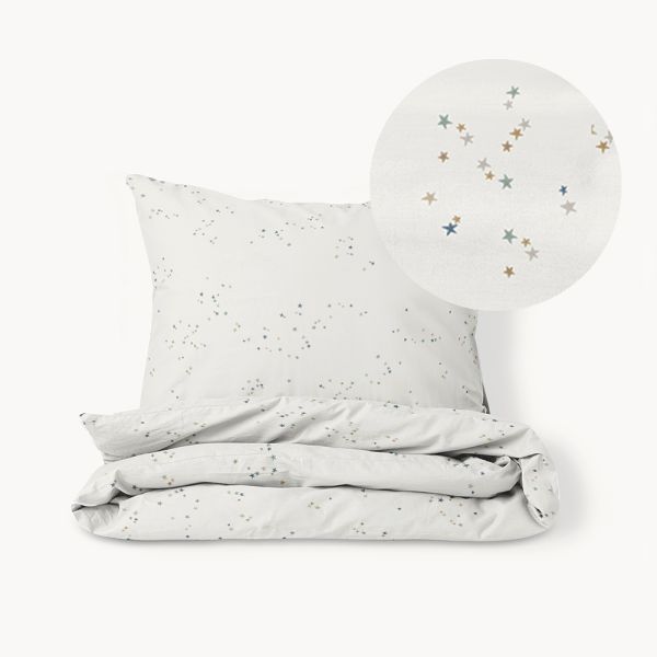Housse de couette étoiles 120x150 cm en coton blanc cassé par Petite Amélie 