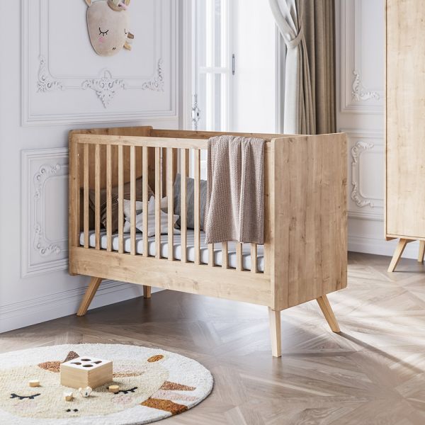Lit bébé «ORIGAMI» pliant en bois naturel et blanc ✔️ Petite Amélie