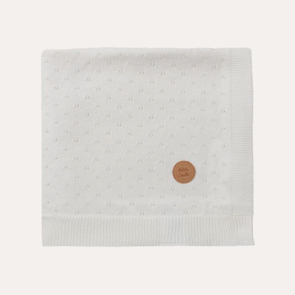 Pointelle blanket in ivory fine knit 80x100 cm from Petite Amélie