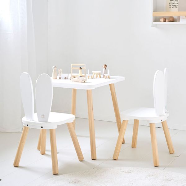 Table et chaise bois et blanc pour enfants par Petite Amélie