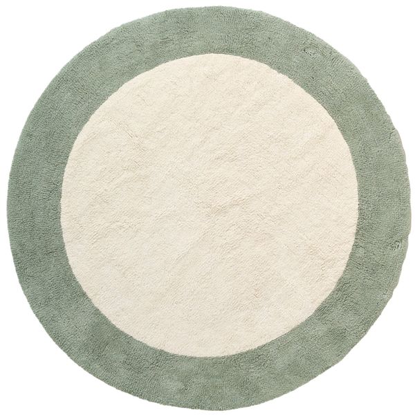 Tapis en rond 110 cm en vert en coton par Petite Amélie
