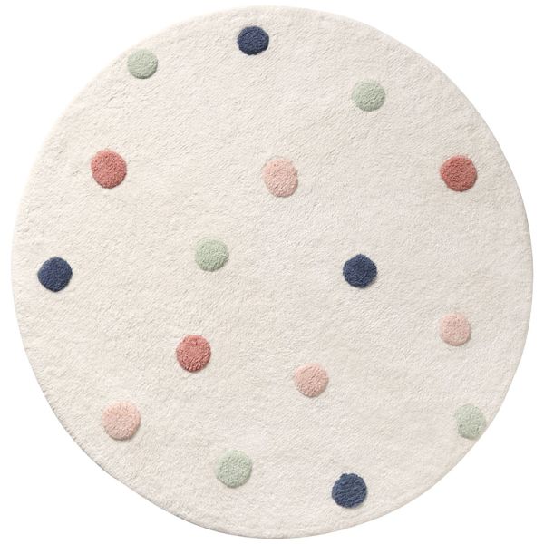 Coton tapis rond pois 100 cm rose par Petite Amelie