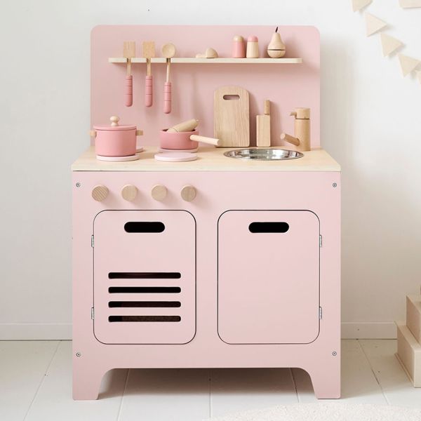 TOYKITROSE cuisine jouet bois rose en bois pour les enfants á partir de 3 ans par Petite Amélie