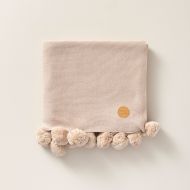 Couverture pour bébé à pompons en coton - Rose