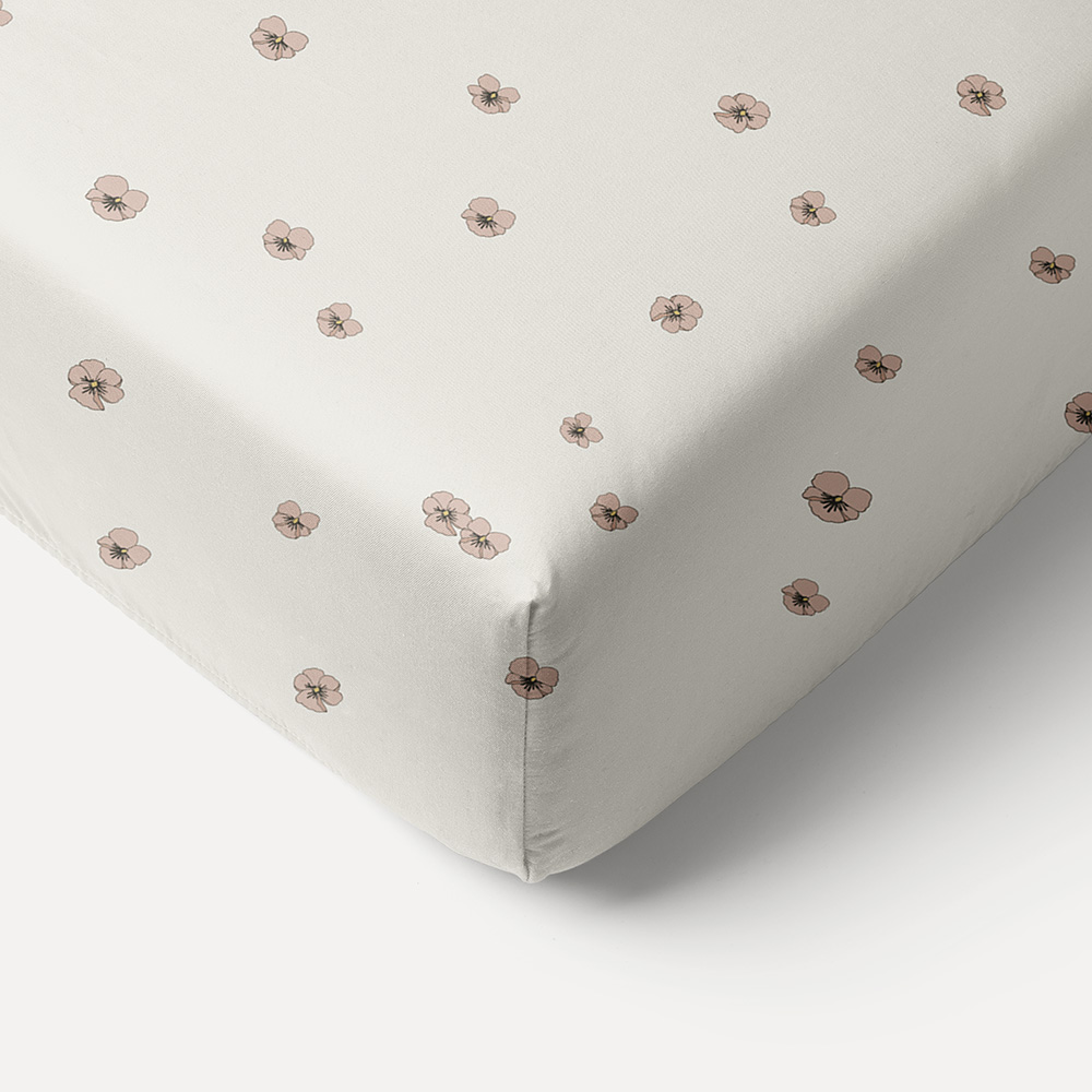 DRAP-HOUSSE 70 X 140 CM «PANSY» | BEIGE-ROSE