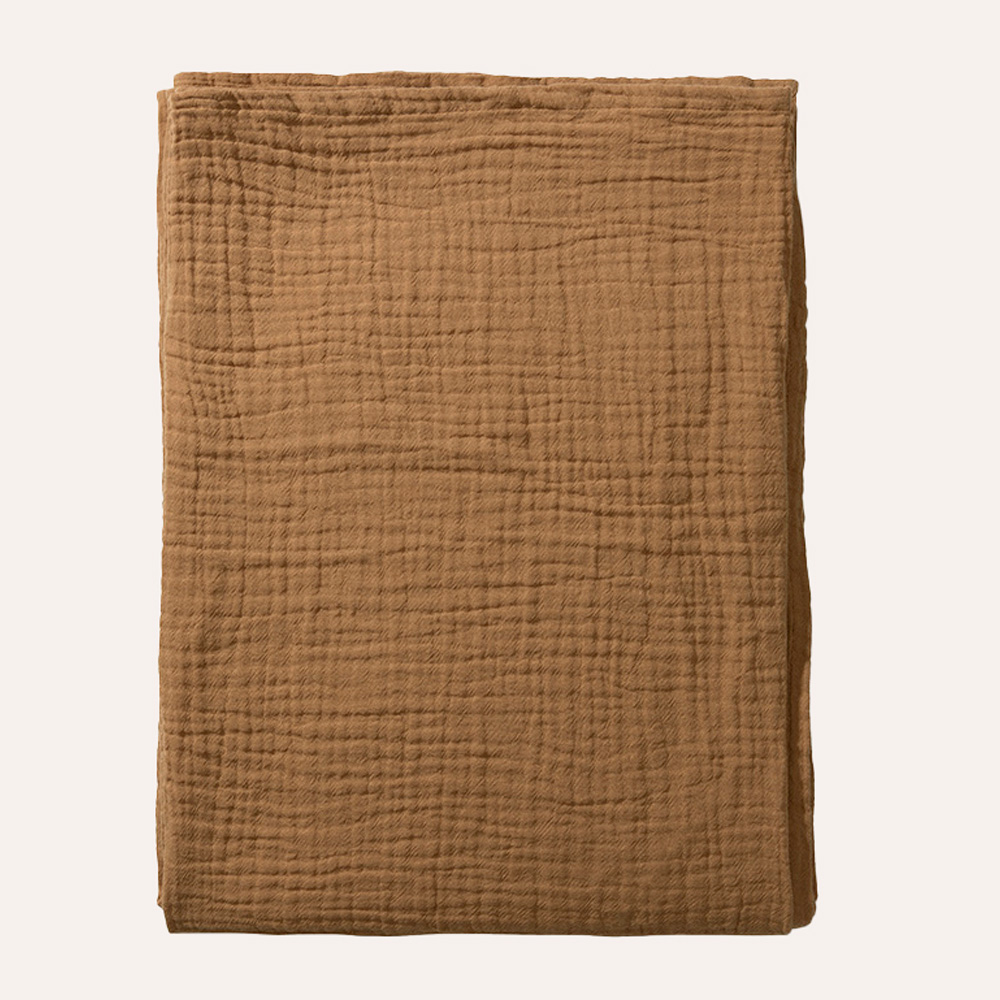 DRAP PLAT EN GAZE DE COTON / COUVERTURE D'EMMAILLOTAGE | 100 x 140 CM | CARAMEL