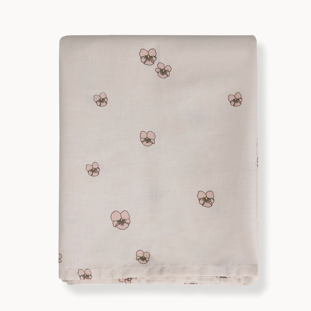 DRAP PLAT BÉBÉ 100 X 140 CM «PANSY» | BEIGE-ROSE | POUR LIT BÉBÉ 60 x 120 CM