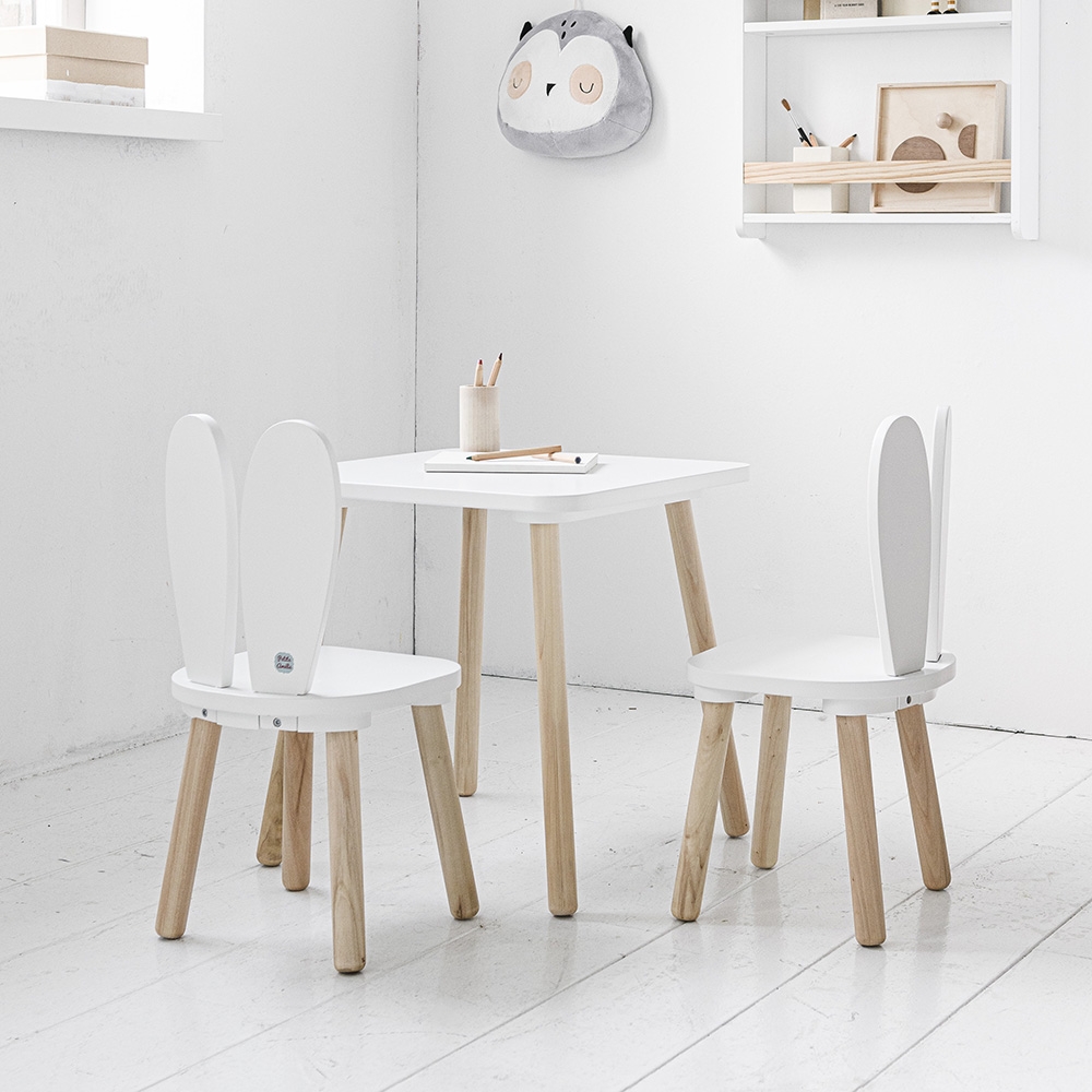 Table et chaises pour enfant pas cher en bois blanc - CANDICE
