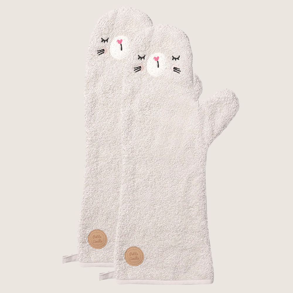 LOT DE 2 GANTS DE TOILETTE LAPIN «LAPI» | TAILLE UNIQUE | BEIGE