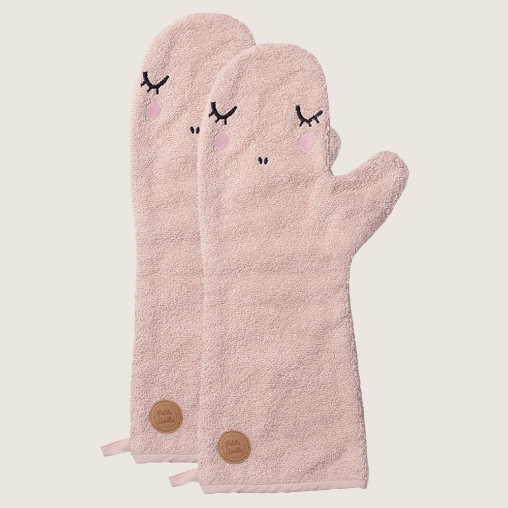 LOT DE 2 GANTS DE TOILETTE LICORNE «LARA»| TAILLE UNIQUE | ROSE CLAIR