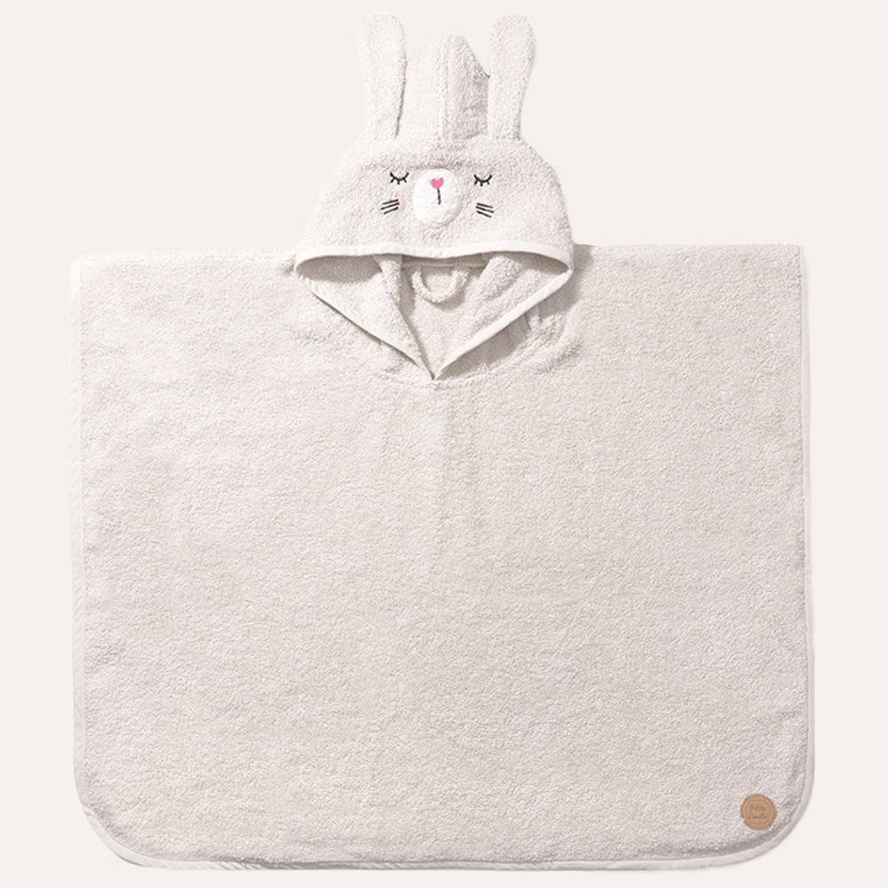 PONCHO DE BAIN BÉBÉ LAPIN «LAPI» 1 - 4 ANS | 52 X 63 CM | BEIGE