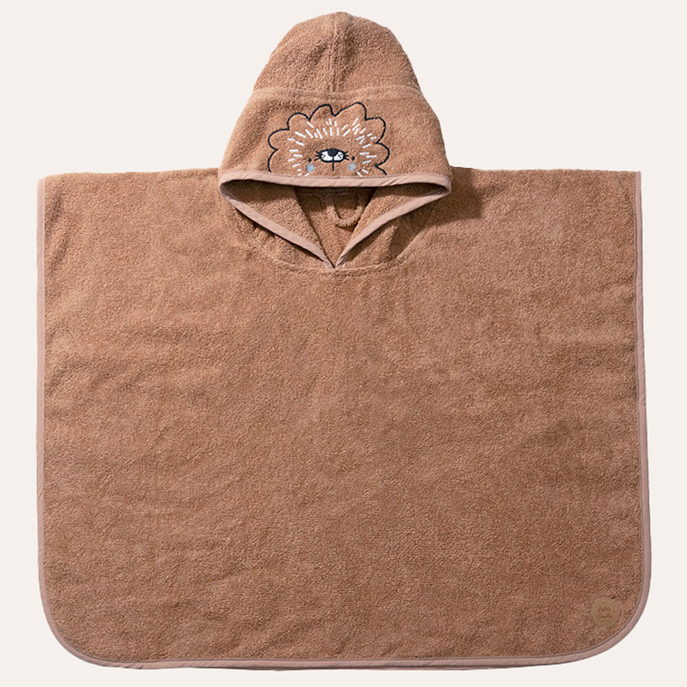 PONCHO DE BAIN BÉBÉ «LEO»|1 - 4 ANS | 52 X 63 CM | CARAMEL