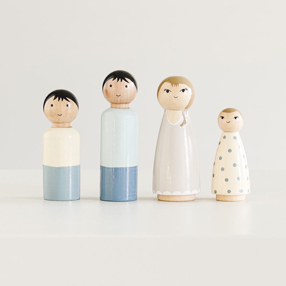 Famille de poupées Peg personnalisées Simple Poupée colorée